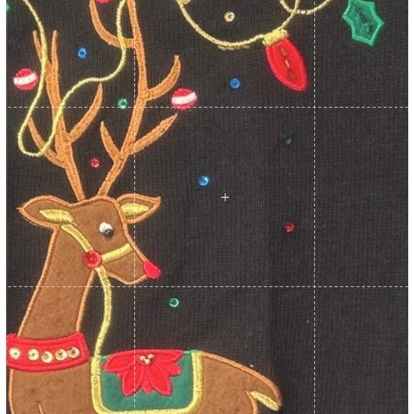 TIARA INT'L NWT Applique Rudolph Christmas Lights Gems Embroidery UGLY CHRISTMAS - Picture 5 of 6
